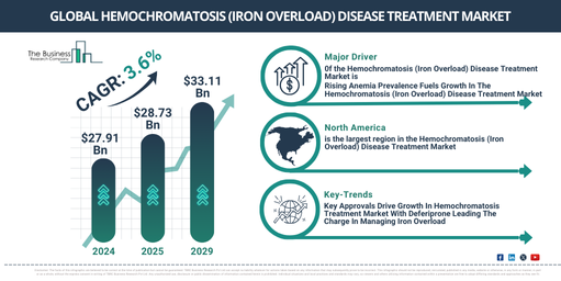 Hemochromatosis (Iron Overload) Disease Treatment Market Projected at $33.11 Billion by 2029 | Strategic Insights and Forecast Data