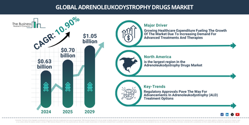 Adrenoleukodystrophy Drugs Industry Growth Expected to Reach $1.05 Billion by 2029 at a CAGR of 10.8% | Segmentation and Growth Opportunities